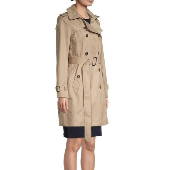Michael Michael Kors Beige Double-Breasted Trench Coat, Women's Medium - Picture 2 of 10